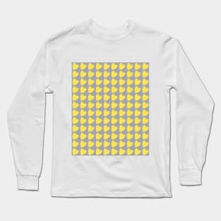 Trendy Yellow and Gray Heart Pattern Long Sleeve T-Shirt